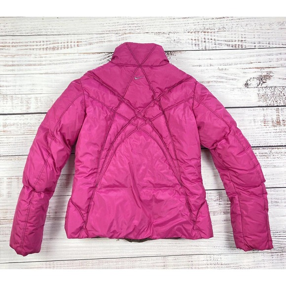 Vtg Y2K Nike Hot Pink Quilted Goose Down Puffer Jacket Coat Sz M - Picture 6 of 7